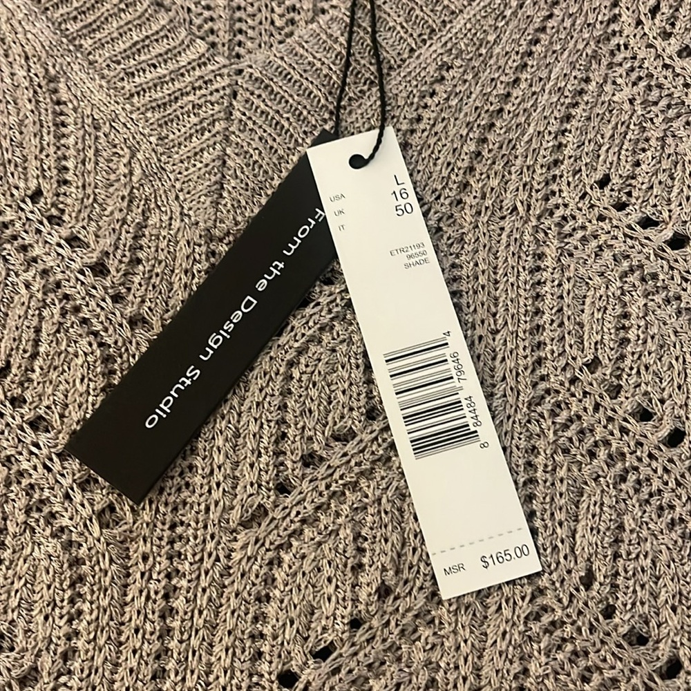 NWT Elie Tahari Pointelle Sweater. Size Large. Light Beige/Sable. - Picture 6 of 7